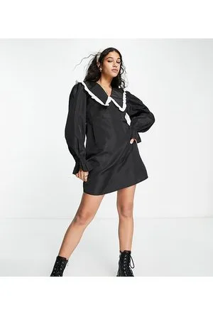 Pieces® Esclusiva - Vestito corto oversize con finiture a contrasto sul colletto