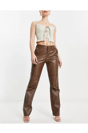 NA-KD Pantaloni a vita bassa in pelle sintetica