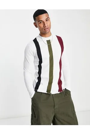 Le Breve T-shirt bianca a maniche lunghe a righe