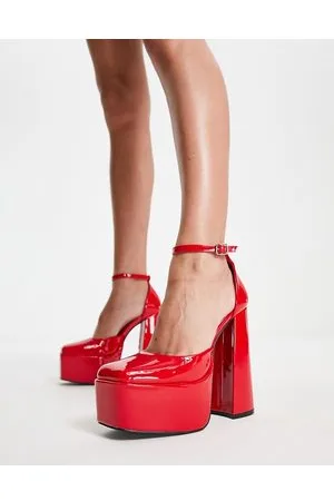 Daisy Street Scarpe con tacco in vernice rossa con plateau