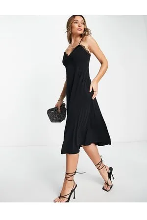 MANGO Vestito sottoveste midi con bordo in pizzo