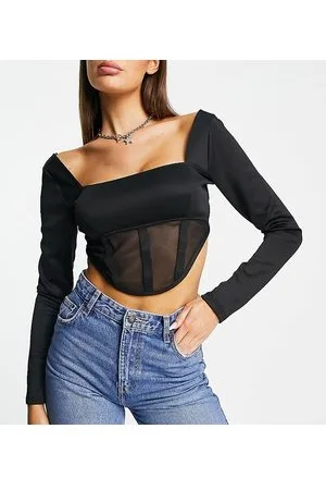 AsYou Top a corsetto in rete a maniche lunghe