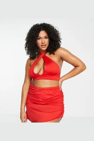 ASOS Curve - Top bikini allacciato al collo con fascia larga