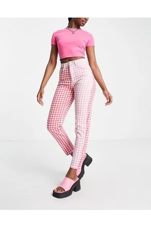 Daisy Street Mom jeans vita alta a quadretti e rossi