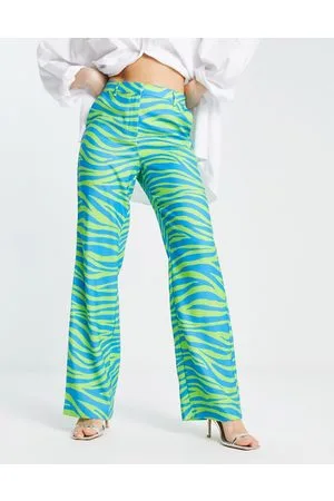 NA-KD X Janka Polliana - Pantaloni sartoriali a vita alta verdi zebrati in coordinato