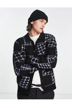 Obey Dryden - Cardigan in maglia nera e viola