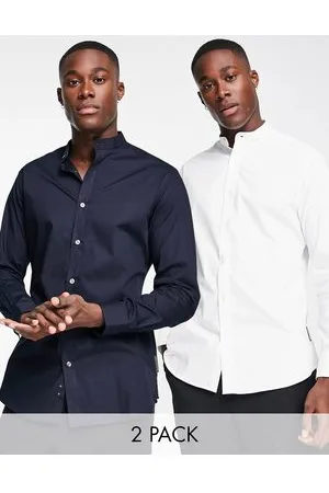 French Connection Confezione da 2 camicie con collo serafino bianca e
