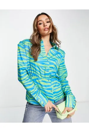 NA-KD X Janka Polliana - Camicia stretta in vita in raso vivace zebrato