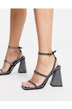 Public Desire Skye - Sandali allacciati alla caviglia neri con strass