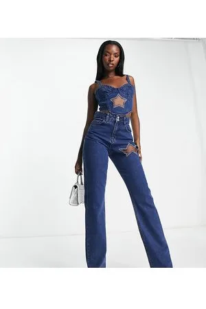 AsYou Jeans dritti elettrico con stella stile western