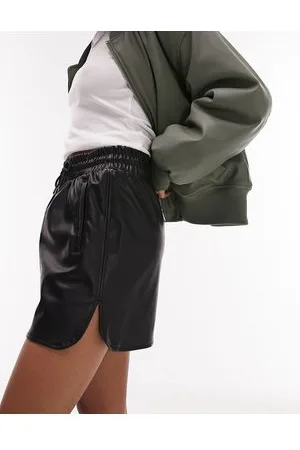 Topshop Minigonna in pelle sportiva nera