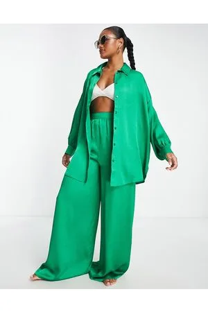 ASOS Pantaloni palazzo da mare in raso in coordinato