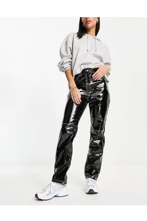 River Island Pantaloni in vinile con cuciture a contrasto
