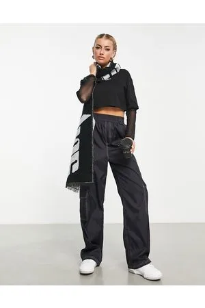 ASOS Pantaloni cargo stile parachute neri con cuciture a contrasto nella parte superiore