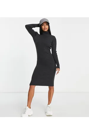 Brave Soul Petite - Juliet - Vestito maglia accollato scuro mélange