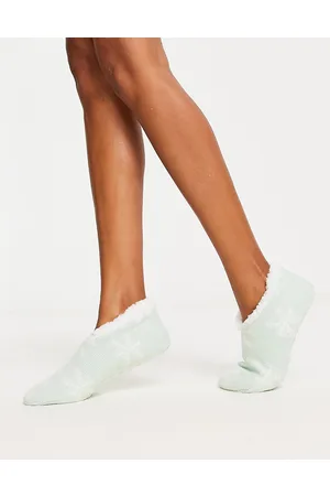 Brave Soul Calze pantofole natalizie color menta con fiocchi di neve