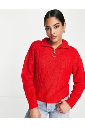 Brave Soul Tanya - Maglione a trecce con zip corta