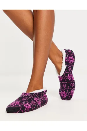 Brave Soul Calze pantofola natalizie con motivo Fair Isle e rosa