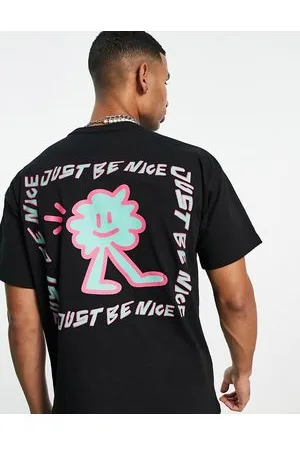Dr Denim Trooper - T-shirt comoda nera con stampa “Be nice” sul retro