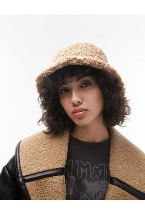 Topshop Cappello da pescatore in pile borg color biscotto