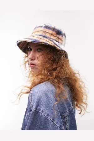 Topshop Cappello da pescatore color crema a quadri