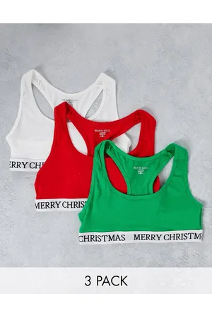 Brave Soul Confezione da 3 brassière natalizie rosso, bianco e