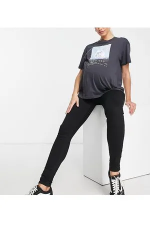 ASOS ASOS DESIGN Maternity - Jeans skinny neri con fascia sopra il pancione