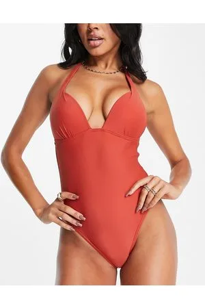 South Beach Costume da bagno allacciato al collo color ruggine