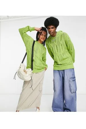 Reclaimed Felpa unisex a trecce effetto smagliato con cappuccio