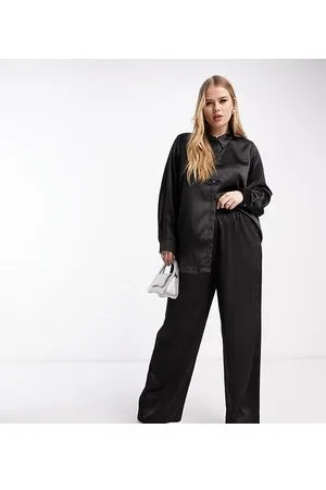 ONLY Pantaloni neri in raso in coordinato