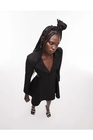 Topshop Vestito corto stile blazer con gonna a ruota aperto sul retro