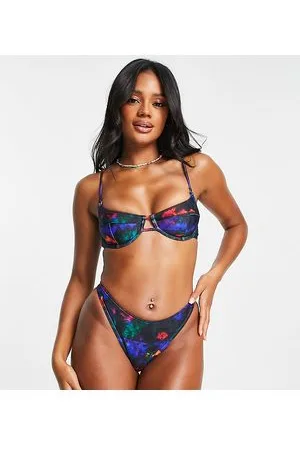 South Beach Top bikini con ferretto e stampa astratta