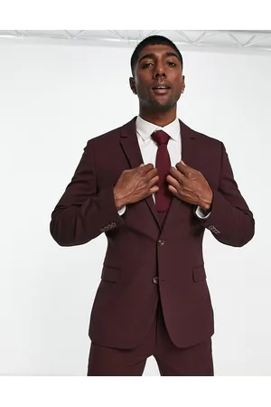 ASOS Wedding - Giacca super skinny da abito bordeaux microtesturizzato