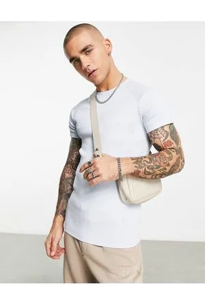 ASOS T-shirt attillata azzurra con dettaglio in piqué