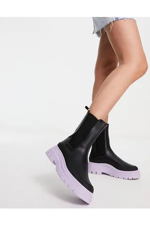 ASOS Antidote - Stivaletti Chelsea neri con suola spessa lilla