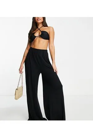 ASOS ASOS DESIGN Tall - Pantaloni palazzo da mare in jersey neri