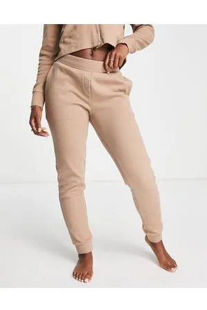 Hunkemöller Joggers ampi marroni con bottoni e design a nido d