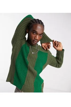 Reclaimed Maglione oversize unisex a trecce miste