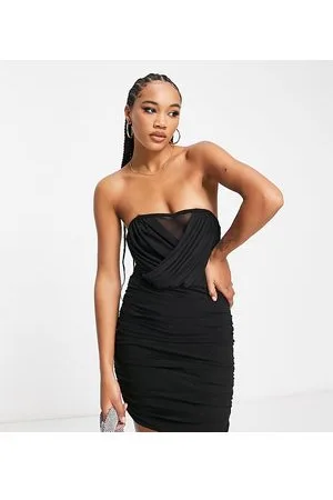 AsYou Vestito a fascia stile corsetto avvolgente in rete nera