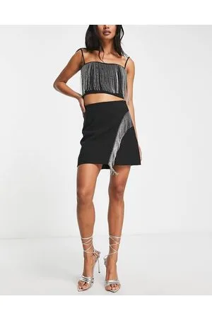 & OTHER STORIES Minigonna nera con frange in strass in coordinato