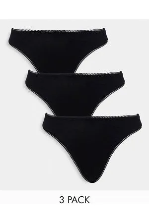 ASOS Confezione da 3 perizomi sgambati in cotone bassi sul davanti neri