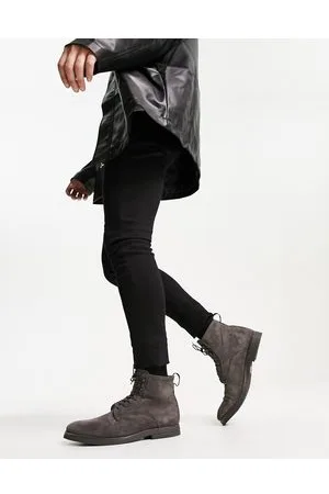 AllSaints Kyle - Stivaletti in camoscio antracite con lacci