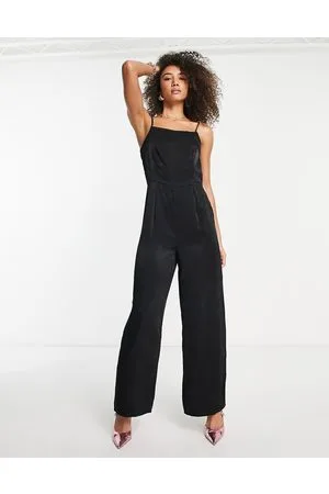 VILA Tuta jumpsuit nera con fascette