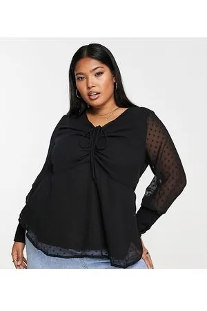 Simply Be Blusa a maniche lunghe arricciato sul davanti