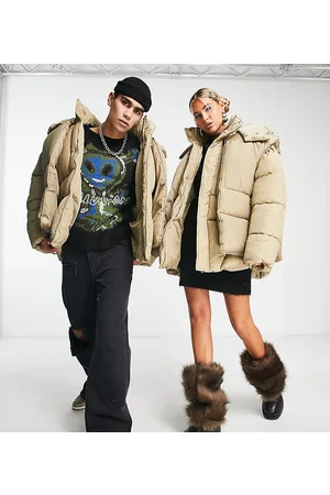 COLLUSION Unisex - Piumino 2 in 1 color pietra con gilet incorporato