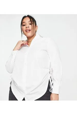 Simply Be Camicia bianca con arricciature laterali e bottoni