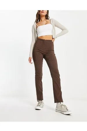 Pimkie Pantaloni sartoriali a vita alta marroni gessati in coordinato