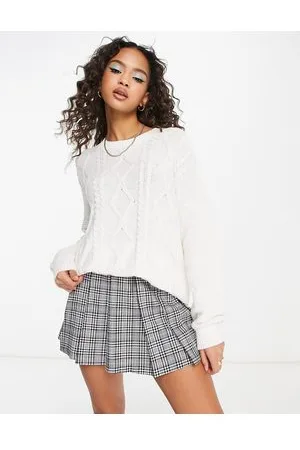 Hollister Maglione lavorato a trecce color crema oversize