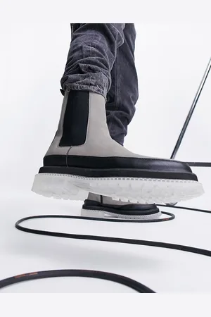 ASOS Stivaletti Chelsea al polpaccio in camoscio sintetico color pietra con suola spessa traslucida