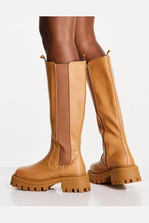 ASOS Chestnut - Stivali alla caviglia color cammello con punta squadrata e suola spessa
